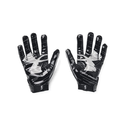 Under Armour Boys Youth F8 Football Gloves, Black (001)/Metallic Silver, Youth Small