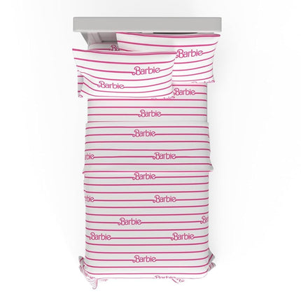 Parure de draps 3 pièces super doux et confortable en microfibre Franco Collectibles Barbie Logo, taille double (produit sous licence officielle)