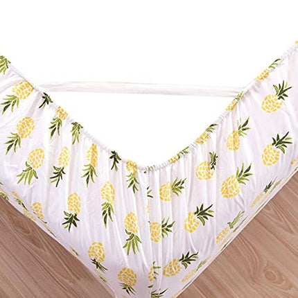 Elegant Comfort Ultra-Soft Double Brushed 6-Piece Microfiber Sheet Set Beautiful Tropical Patterns, and Vibrant Solid Colors, Luxury, All-Season Bed Sheet Set - Pineapple, Queen