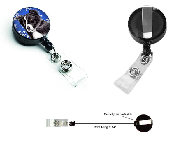 Caroline's Treasures Border Collie Winter Snowflakes Holiday Retractable Badge Reel, Multicolor (SC9367BR)