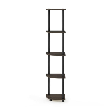 Furinno TURN-N-TUBE Set of 2, 5-Tier Corner Shelf, Dark Brown Grain