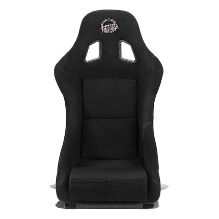 NRG Innovations NRG-FRP-303BK-PRISMA Prisma Fixed Back Bucket Racing Seat 6-Point Harnesses, Size M, Black Seat Cover