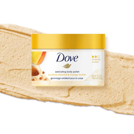 Dove Body Scrub Crushed Almond & Mango Butter Gentle Exfoliating Body Polush 298g, reveals Visibly Smoother, Soft Skin with Lasting Nourishment