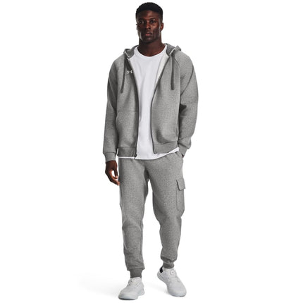 Under Armour Mens Rival Fleece Zip Hoodie - Castlerock Light / /White - LG