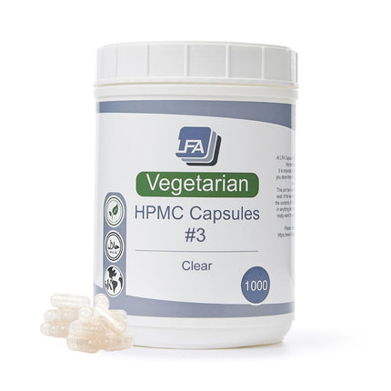 Empty Capsules Size 3 - Clear Vegan HPMC - 1000 Co