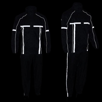 Milwaukee Leather MPM9510 Men's Black Water-Resistant Motorcycle Rain Suit with Hi Vis Reflective Tape - Medium