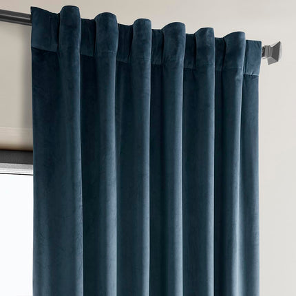 HPD Half Price Drapes Heritage Plush Velvet Curtains 120 Inch Long Room Darkening Curtains for Bedroom Living Room W50 x L20 Inch (1 Panel), Avalon Blue
