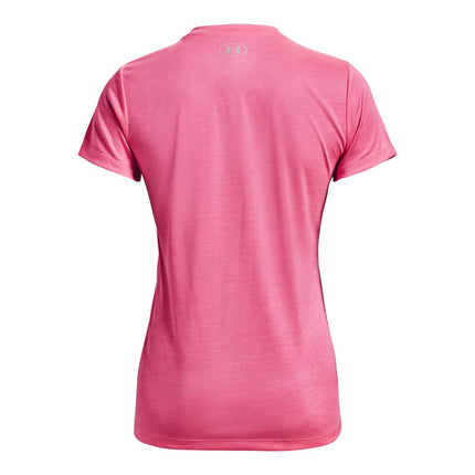 Camiseta de cuello en V de manga corta Under Armour UA Twist Tech™ para mujer, Pnp, 1258568-643, XS