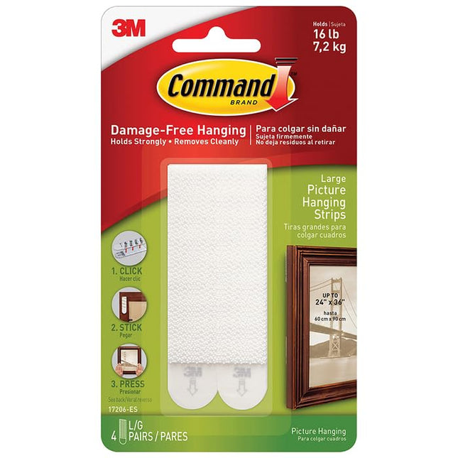 3M 24-Pack of Large 17206-ES Command White Picture