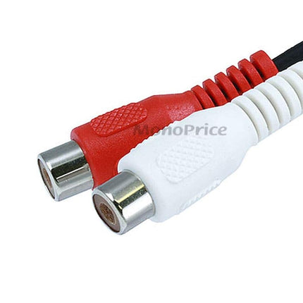 Monoprice 100663 6-Inch RCA Plug/2 RCA Jack Cable, Black
