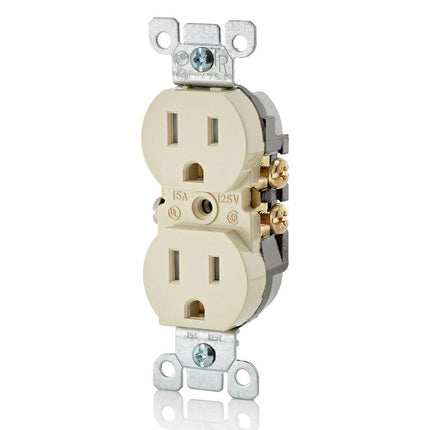 Leviton T5320-IMP 15 Amp 125V Tamper Resistant Duplex Receptacle, 10-Pack, Ivory
