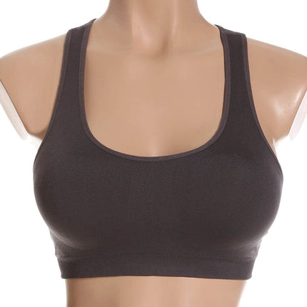 Jockey Women's Bras Mid Impact Removable Cup Seamless Sports Bra, Solid Charcoal, S