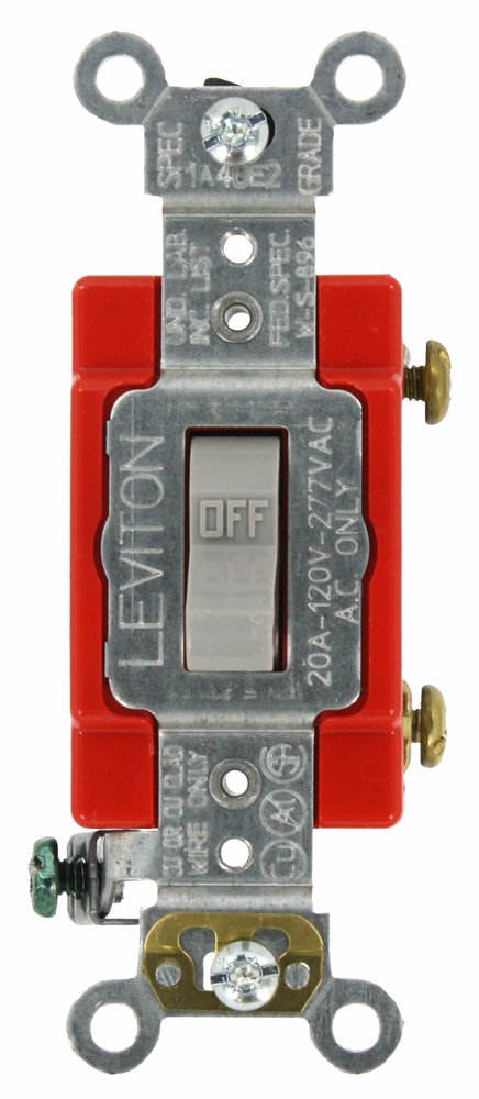 Leviton Toggle Single-Pole AC Quiet Switch, 20 Amp