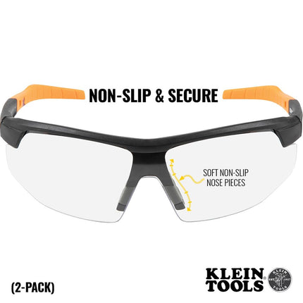 Gafas de seguridad Klein Tools 60171, equipo de protección individual (EPI) con semimontura, resistentes a los arañazos y antivaho, lentes transparentes, paquete de 2