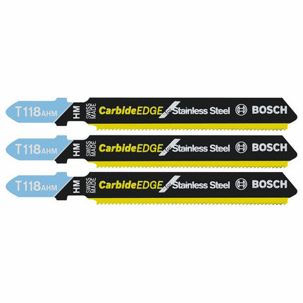 Bosch T118AHM3 3-Inch, 24TPI, TC Bosch Shank Jigsaw Blade, 3 Pack