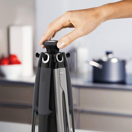Joseph Joseph 10151 Elevate Carousel Kitchen Utensil Tool Set with Tongs Rotating Storage Stand, 6-piece, Gray