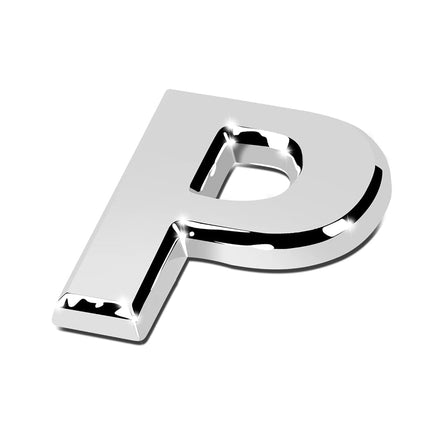 DNA Motoring EM-L-Letter-P-SL Silver Letter Metal Decal Emblem Badge Sticker for Auto Car Truck Motorcycle Logo - P