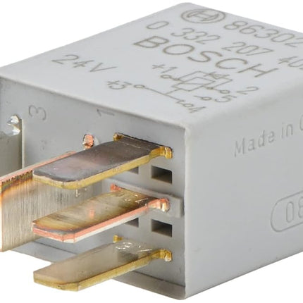 Bosch 0332207402 Micro Relay 24V 10A, IP5K4, Operating Temperature from -40 Degree to 100 Degree C, 5 Pin Relay with diode