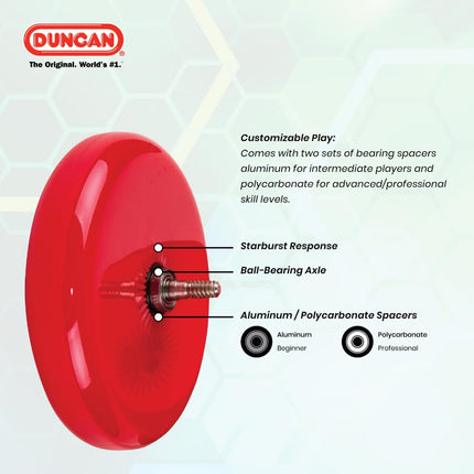 Duncan Toys Hornet Pro Looping Yo-Yo with String, Ball Bearing Axle and Plastic Body, Clear with Red Cap