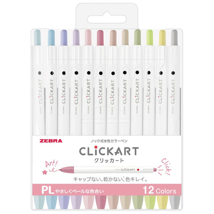 Zebra WYSS22-12CPL Clickart Water-Based Pen, PL12 