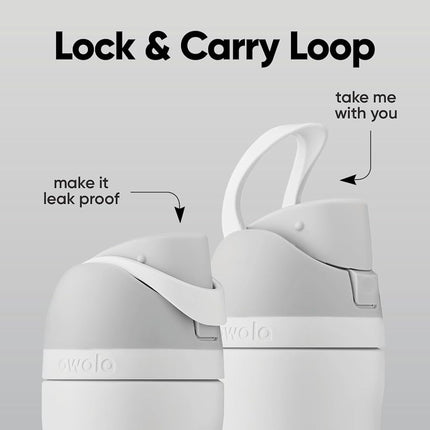 Owala FreeSip Stainless Steel Drinking Bottle with Push Button and Built-in Straw, 940 ml, Shy Marshmallow