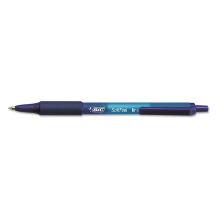 Stylo-bille rétractable BIC Soft Feel, pointe fine, 0,8 mm, bleu, 12 stylos (SCSF11-Blu)