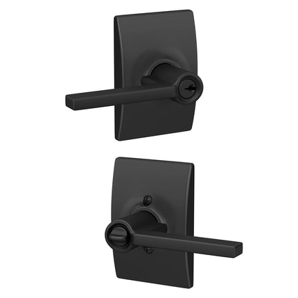 Schlage F51A LAT 622 CEN Century Collection Latitude Entrance Lock Lever, Matte Black