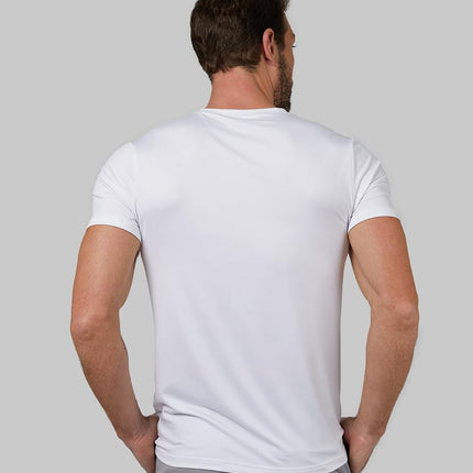 32 Degrees Mens 4 Pack Cool Quick Dry Active Basic Crew T-Shirt, White, Large