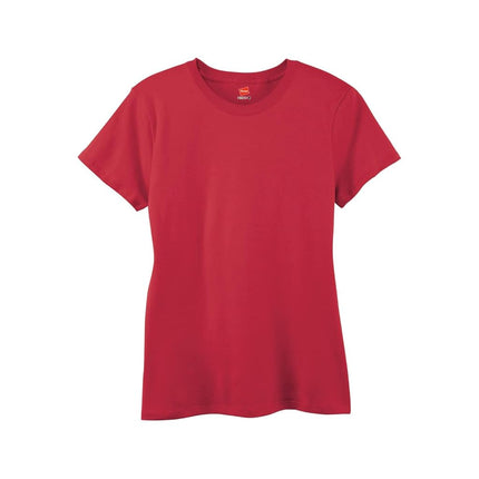 Hanes Women's Perfect-t Crewneck T-Shirt, Lightweight Cotton Short Sleeve Tee, Deep Red, XXL