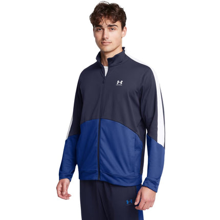 Sudadera de chaqueta de moda de tricot para hombre Under Armour, (410) Midnight Navy/Tech Blue/White, S