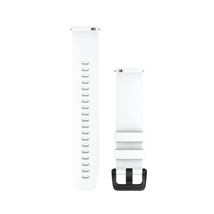 Garmin Quick Release Bands (20mm), suitable for selected Forerunner-,Venu-, vívomove-,vívoactive and Approach smartwatch series, Original accessory, Silicone, White with Black Hardware