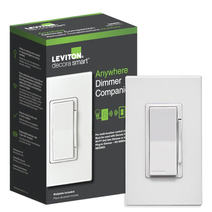Leviton Decora Smart Dimmer Companion en Cualquier Lugar, Agregue Control de Encendido/Apagado/Atenuación/Intensidad de 3/4/5 Vías sin Cables a los Atenuadores Decora Smart Wi-Fi de 2.ª generación, DAWDC-1RW, Blanco