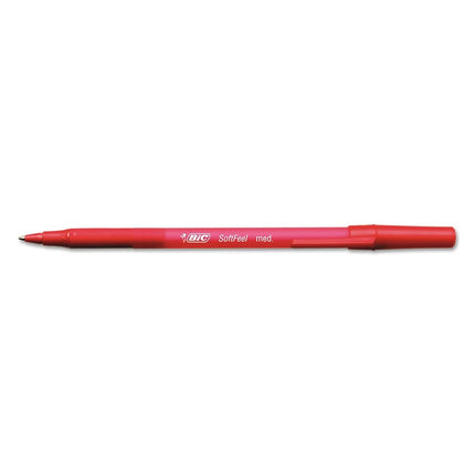Bolígrafos BIC (R) Soft Feel(R) con tapa, punta media, 1.0 mm, rojo, caja de 12