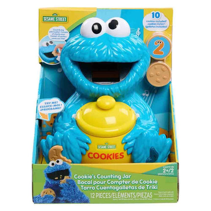 Just Play Sesame Street Le bocal à biscuits de Cookie Monster, 12 pièces, plus de 20 phrases et sons, apprentissage et éducation, jouets pour enfants de 2 ans et plus