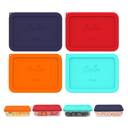 Sophico 3 Cup Rectangle Silicone Storage Cover Lid