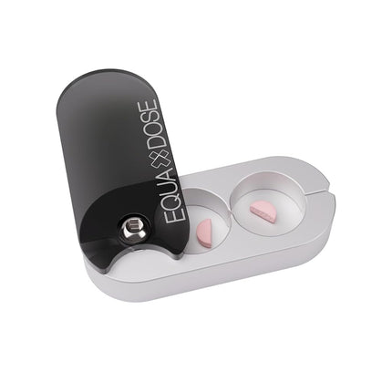 EQUADOSE Pill Splitter with Precision Aluminum Blades, Safely and Cleanly Cuts Small and Large Tablets, Vitamins, and Pills, Easy Tablet Divider for Accurate Medication Dosing, Black