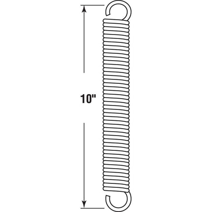 Prime-Line SP 9677 Extension Spring, Spring Steel Construction, Nickel-Plated Finish, 0.148 GA x 1-1/4 in. x 10 in., Single Loop Open (Single Pack)
