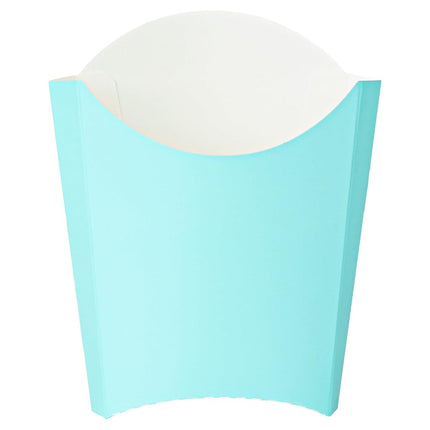 Bio Tek 3.9 x 2.6 x 3.5 Inch French Fry Cup, 100 Disposable Snack Cups - Stackable, Sustainable, Turquoise Paper 2 Ounce Fry Holder, for Fries, Onion Rings, Popcorn, or Cookies - Restaurantware