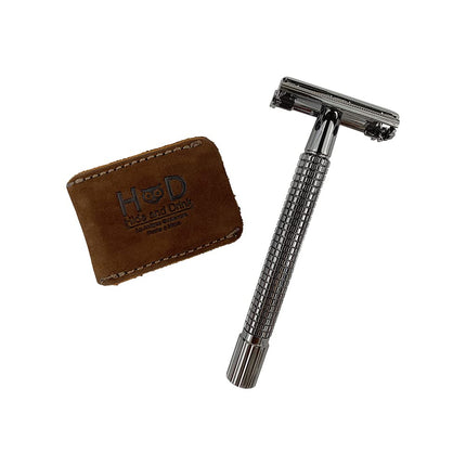 Hide & Drink Leather Double Edge Safety Razor Head Protective Sheath/Shaving Travel Cover Handmade by Swayze Suede
