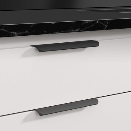 Cekikibi 5 Pack Adhesive Edge Finger Pulls for Cabinets，Kitchen Aluminium Alloy Concealed Drawer Pulls No Drilling Required Flat Stick On Cabinet Handles (Black, 5.9" Overall Length)