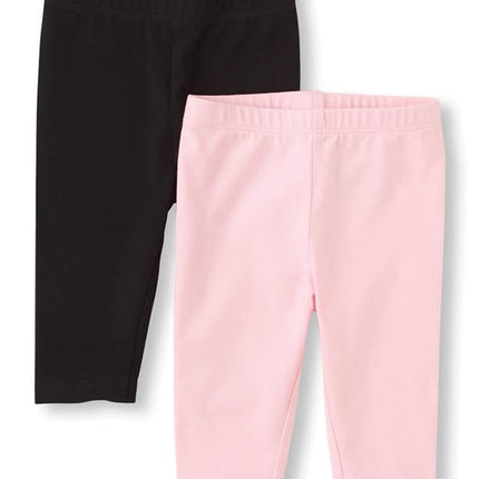 The Children's Place leggings capri para bebé y niña pequeña, negro/concha, 9-12 meses
