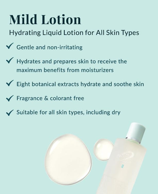 DHC Mild Lotion II, Hydrating Liquid Lotion, Alcohol-free, Moisturizing, Fragrance and colorant free, Ideal for All Skin Types, 4 fl. oz.