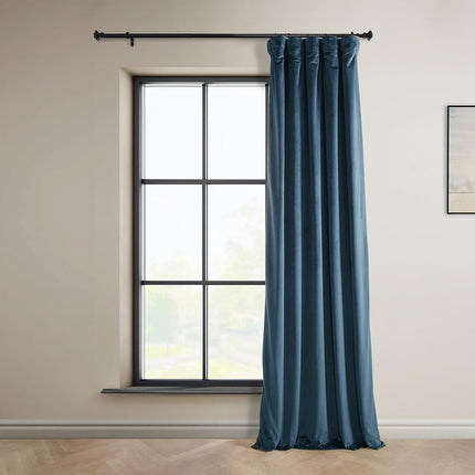 HPD Half Price Drapes Heritage Plush Velvet Curtains 120 Inch Long Room Darkening Curtains for Bedroom Living Room W50 x L20 Inch (1 Panel), Avalon Blue