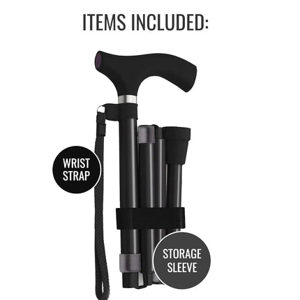 Switch Sticks Aluminum Adjustable Folding Cane and Walking Stick collapses and adjusts from 32 to 37 inches, Black
