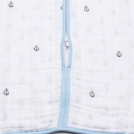 Hudson Baby Unisex Baby Muslin Cotton Sleeveless Wearable Sleeping Bag, Sack, Blanket, Anchor, 0-6 Months