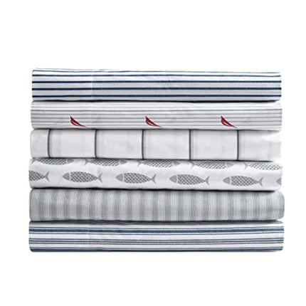 Nautica - Twin Sheets, Cotton Percale Bedding Set, Casual Home Decor (Coleridge Stripe Blue, Twin)