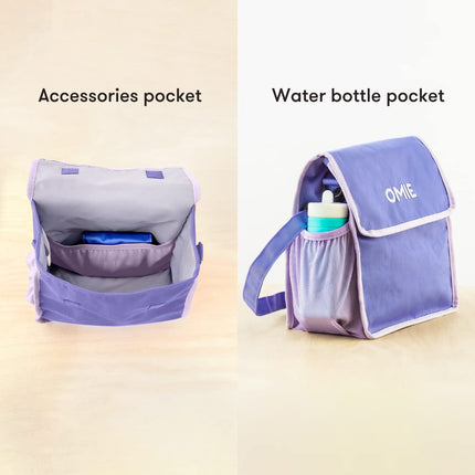 OmieBox Lunch Bag - Washable, Foldable, Durable, WaterResistant Fabric with Interior Pocket and External Bottle Holder.