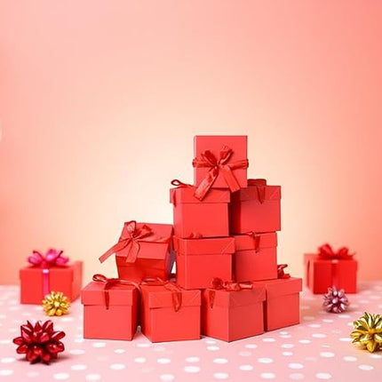 GP SUP 12 Pcs Squared Gift Boxes with Lids,Gold Kraft for Birthdays Christmas，Weddings, Baby Showers, Valentine's Day (Red, 6”×6”×6”) (Chaoqun0027)