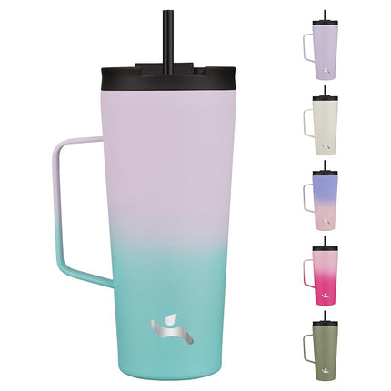 Konokyo Insulated Tumbler with Handle and Straw, 22 OZ Travel Coffee Mug Stainless Steel Cup Metal Water Bottle,Oasis