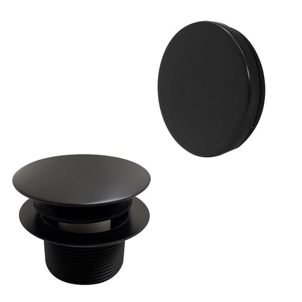 Westbrass 493144H-62 12" & 4" Bath Waste & Overflow Assembly with Tip-Toe Drain Plug and Illusionary Faceplate-SCH. 40 ABS Pipe, 1-Pack, Matte Black